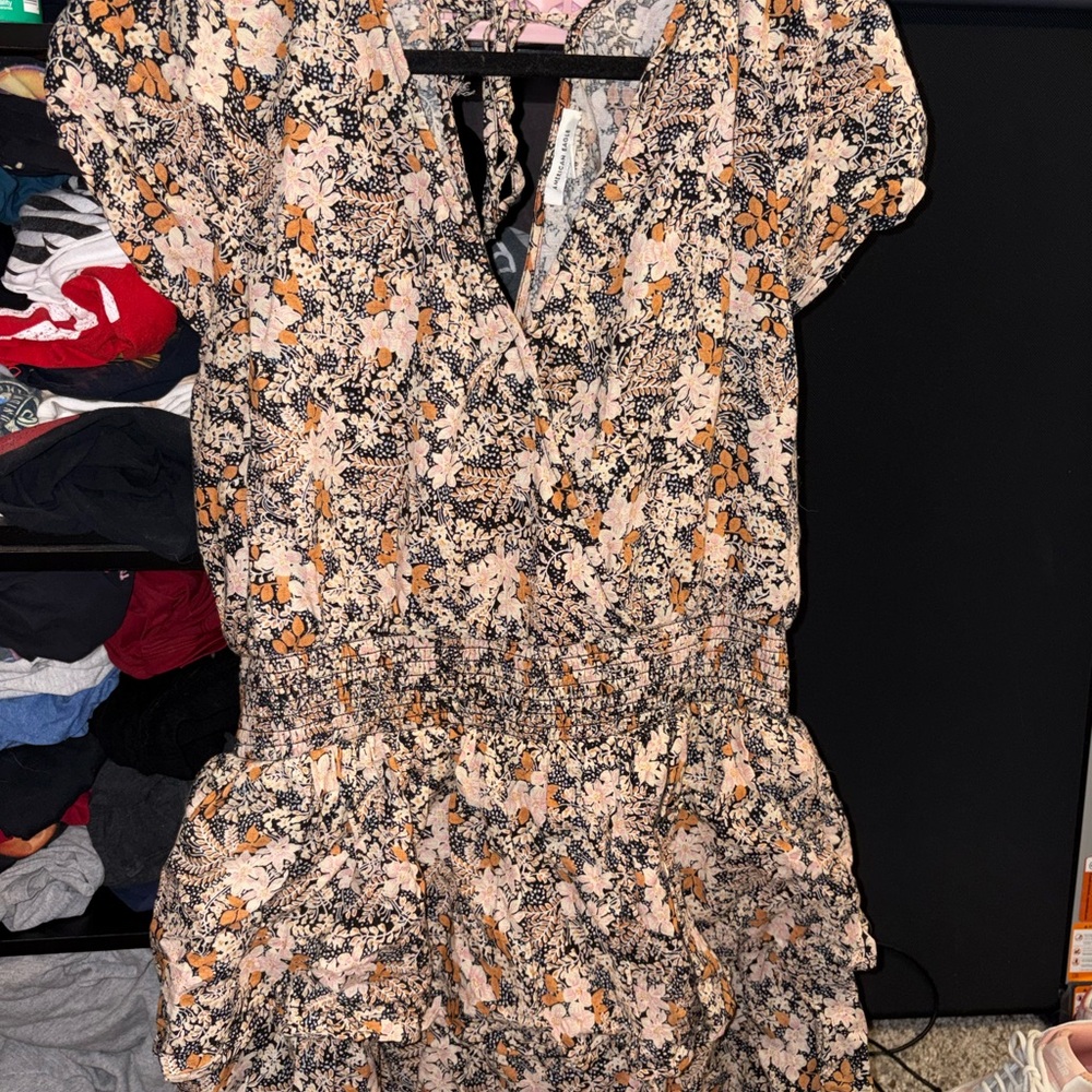 American Eagle Outfitters Floral Lace-Up Dress